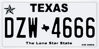 TX license plate DZW4666