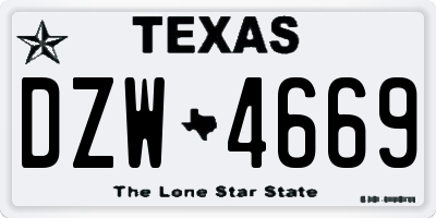 TX license plate DZW4669