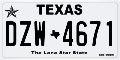 TX license plate DZW4671