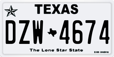 TX license plate DZW4674