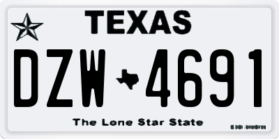 TX license plate DZW4691