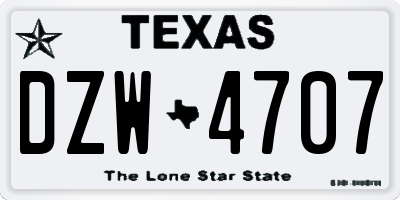 TX license plate DZW4707