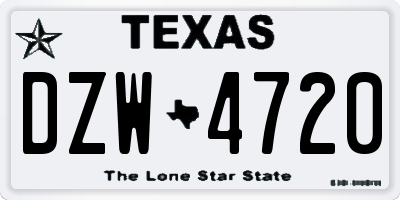 TX license plate DZW4720