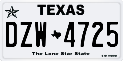 TX license plate DZW4725