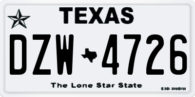 TX license plate DZW4726