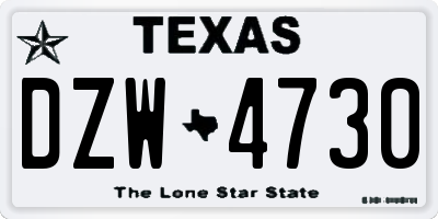 TX license plate DZW4730