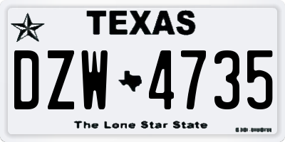 TX license plate DZW4735