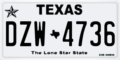 TX license plate DZW4736