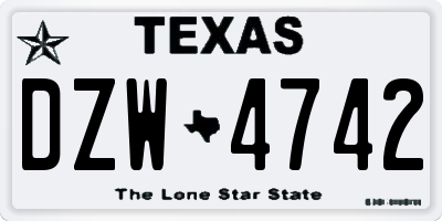 TX license plate DZW4742