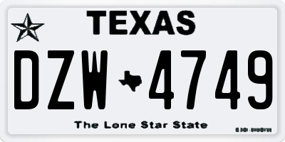 TX license plate DZW4749