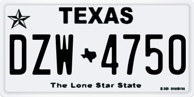TX license plate DZW4750