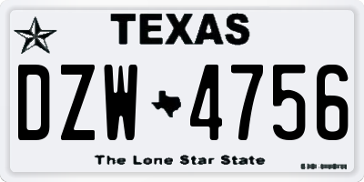 TX license plate DZW4756