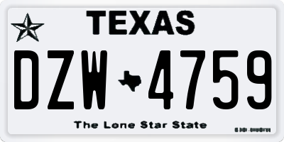 TX license plate DZW4759