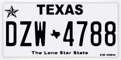TX license plate DZW4788