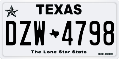 TX license plate DZW4798