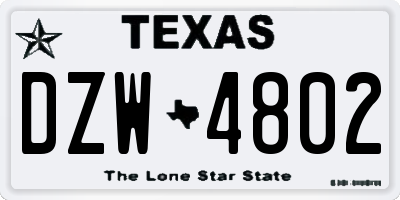 TX license plate DZW4802