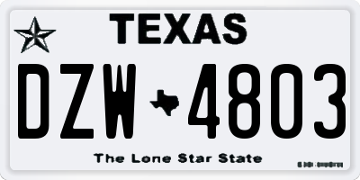 TX license plate DZW4803