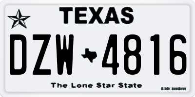 TX license plate DZW4816