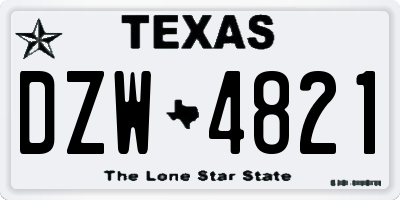 TX license plate DZW4821