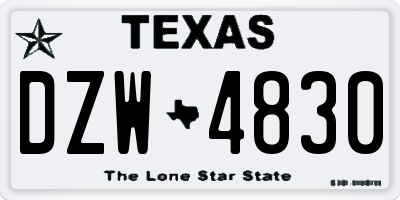 TX license plate DZW4830