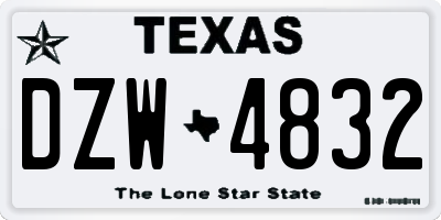TX license plate DZW4832