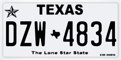 TX license plate DZW4834