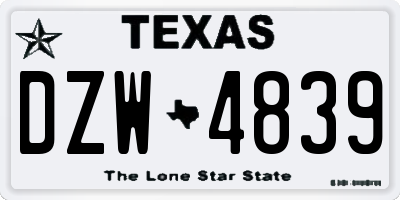 TX license plate DZW4839