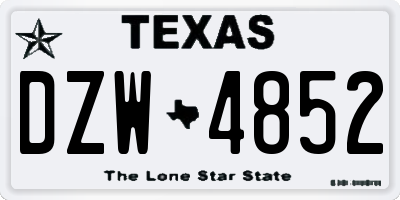 TX license plate DZW4852