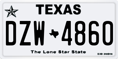 TX license plate DZW4860