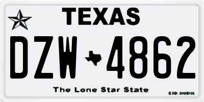TX license plate DZW4862