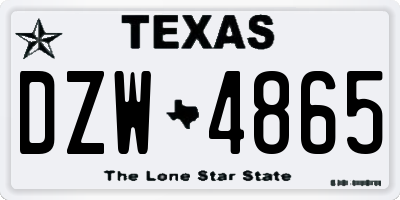 TX license plate DZW4865