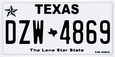 TX license plate DZW4869