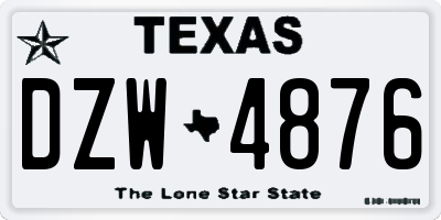 TX license plate DZW4876