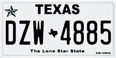 TX license plate DZW4885