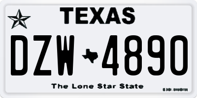 TX license plate DZW4890