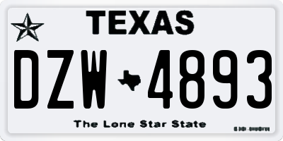 TX license plate DZW4893