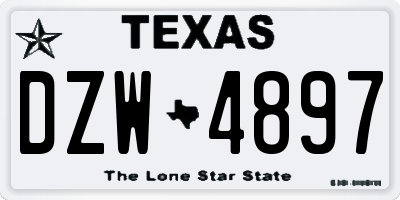 TX license plate DZW4897