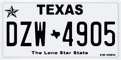 TX license plate DZW4905