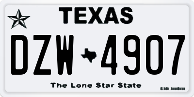 TX license plate DZW4907