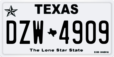 TX license plate DZW4909