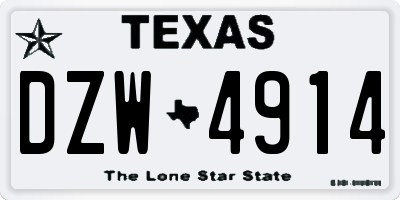 TX license plate DZW4914