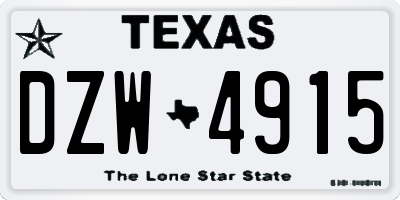 TX license plate DZW4915