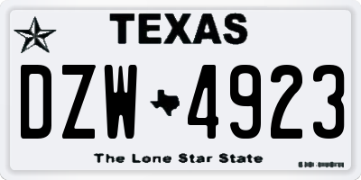 TX license plate DZW4923
