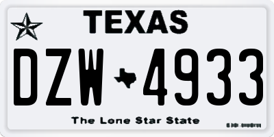 TX license plate DZW4933