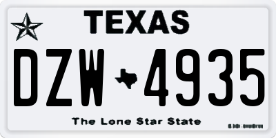 TX license plate DZW4935