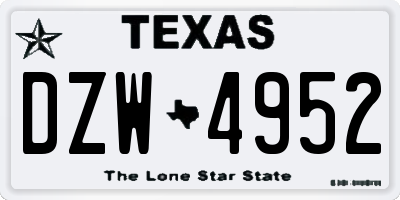 TX license plate DZW4952