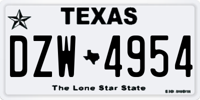 TX license plate DZW4954
