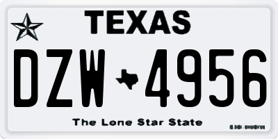 TX license plate DZW4956