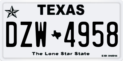 TX license plate DZW4958