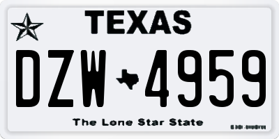 TX license plate DZW4959